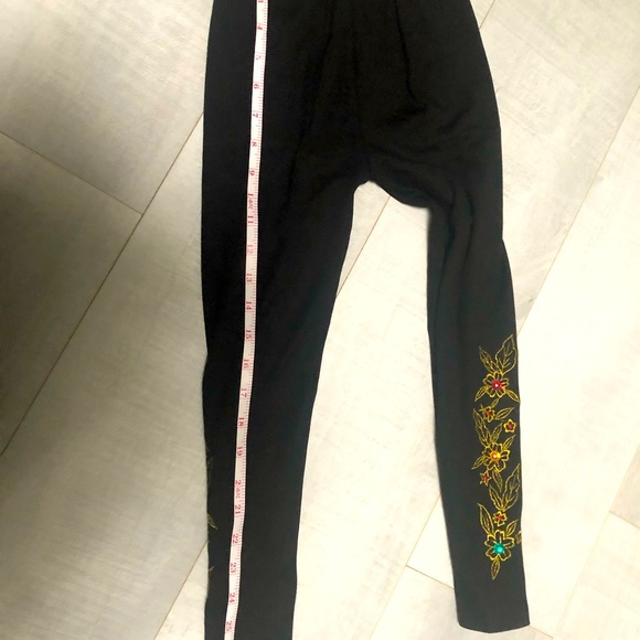 2 for $13 Leggings- Black Colour-Rhinestones-Red+Blue+0range & Golden Embroidery - Picture 7 of 13